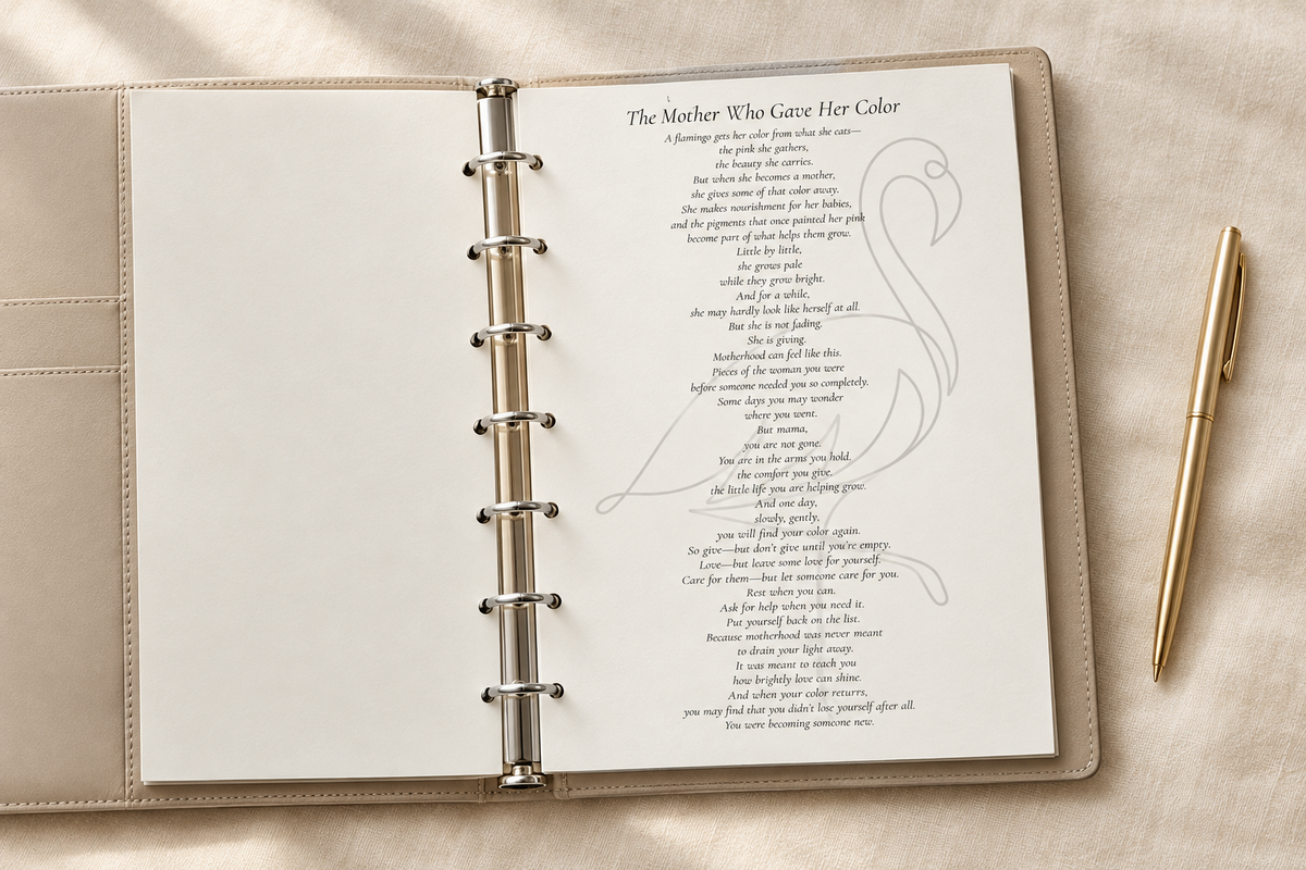 The Mother Who Gave Her Color poem insert page